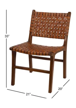 Deals 🔥 Contemporary Teak Wood Dining Chair - Set of 2 by Monroe Lane 🤩 -Monroe Lane Sales Belk 25508