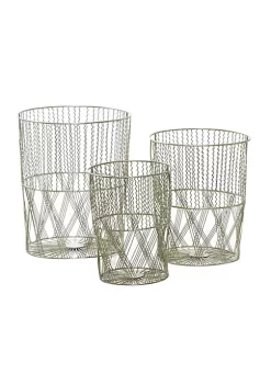 Outlet 🔥 Contemporary Metal Storage Basket - Set of 3 by Monroe Lane 🥰 -Monroe Lane Sales Belk 25683