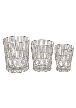 Outlet 🔥 Contemporary Metal Storage Basket - Set of 3 by Monroe Lane 🥰 -Monroe Lane Sales Belk 25684