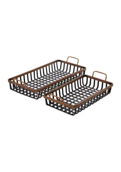 Deals 🛒 Bohemian Wood Tray - Set of 2 by Monroe Lane 🎉 -Monroe Lane Sales Belk 25805