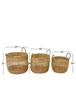 Wholesale 🤩 Bohemian Seagrass Storage Basket - Set of 3 by Monroe Lane 😉 -Monroe Lane Sales Belk 25933