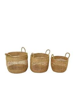 Wholesale 🤩 Bohemian Seagrass Storage Basket - Set of 3 by Monroe Lane 😉 -Monroe Lane Sales Belk 25935