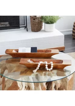 Promo 👏 Brown Wood Natural Tray - Set of 2 by Monroe Lane 😀 -Monroe Lane Sales Belk 25973