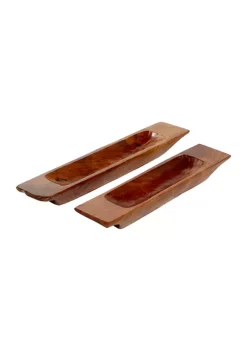 Promo 👏 Brown Wood Natural Tray - Set of 2 by Monroe Lane 😀 -Monroe Lane Sales Belk 25975