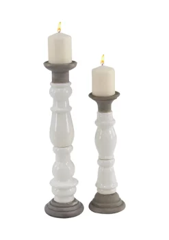 New 🧨 Stoneware Country Candle Holder Set of 2 by Monroe Lane ⭐ -Monroe Lane Sales Belk 25991