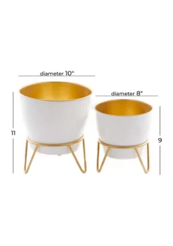 New ❤️ Modern Metal Planter - Set of 2 by Monroe Lane ❤️ -Monroe Lane Sales Belk 26078