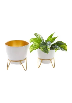 New ❤️ Modern Metal Planter - Set of 2 by Monroe Lane ❤️ -Monroe Lane Sales Belk 26079