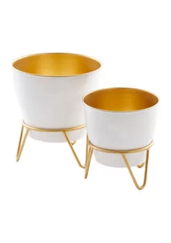 New ❤️ Modern Metal Planter - Set of 2 by Monroe Lane ❤️ -Monroe Lane Sales Belk 26080