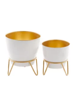 New ❤️ Modern Metal Planter - Set of 2 by Monroe Lane ❤️ -Monroe Lane Sales Belk 26081