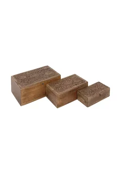 Buy 🤩 Rustic Mango Wood Box - Set of 3 by Monroe Lane 🧨 -Monroe Lane Sales Belk 26087