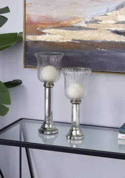 Coupon 🎁 Vintage Glass Hurricane Lamp - Set of 2 by Monroe Lane ⭐ -Monroe Lane Sales Belk 26308