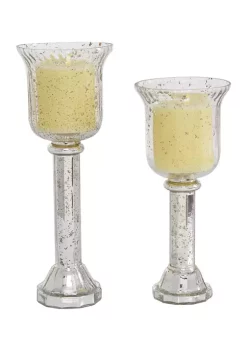 Coupon 🎁 Vintage Glass Hurricane Lamp - Set of 2 by Monroe Lane ⭐ -Monroe Lane Sales Belk 26313