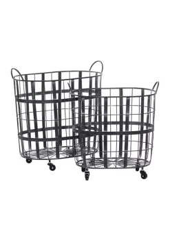 Flash Sale 🎉 Industrial Metal Storage Basket - Set of 2 by Monroe Lane 🛒 -Monroe Lane Sales Belk 26440