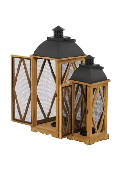Deals 🔥 Traditional Wood Candle Lantern - Set of 2 by Monroe Lane ❤️ -Monroe Lane Sales Belk 26617