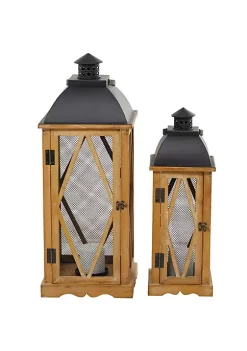 Deals 🔥 Traditional Wood Candle Lantern - Set of 2 by Monroe Lane ❤️ -Monroe Lane Sales Belk 26618