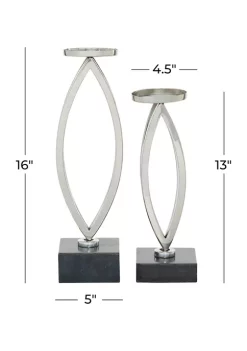Flash Sale 🥰 Contemporary Stainless Steel Candle Holder - Set of 2 by Monroe Lane ✨ -Monroe Lane Sales Belk 26681