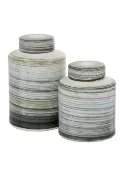Wholesale 🎉 Farmhouse Ceramic Decorative Jars - Set of 2 by Monroe Lane 💯