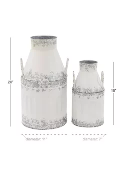 Budget 🛒 Farmhouse Metal Decorative Jars - Set of 2 by Monroe Lane ⌛ -Monroe Lane Sales Belk 26767