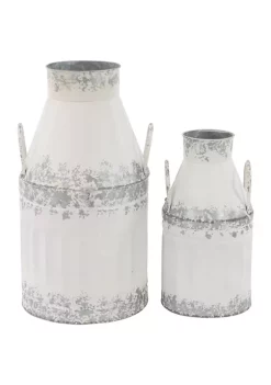 Budget 🛒 Farmhouse Metal Decorative Jars - Set of 2 by Monroe Lane ⌛ -Monroe Lane Sales Belk 26769