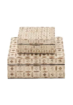 Deals 😍 Coastal 👩 Mother of Pearl Box - Set of 2 by Monroe Lane 🔔