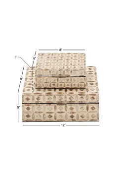 Deals 😍 Coastal 👩 Mother of Pearl Box - Set of 2 by Monroe Lane 🔔 -Monroe Lane Sales Belk 26850