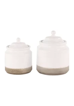 Promo ✔️ Vintage Ceramic Decorative Jars - Set of 2 by Monroe Lane 💯 -Monroe Lane Sales Belk 26864