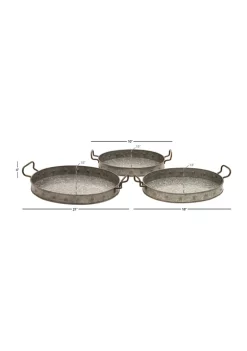 Coupon 👏 Farmhouse Metal Tray - Set of 3 by Monroe Lane ✨ -Monroe Lane Sales Belk 26883