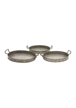Coupon 👏 Farmhouse Metal Tray - Set of 3 by Monroe Lane ✨ -Monroe Lane Sales Belk 26885