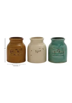 Flash Sale 😍 Vintage Ceramic Decorative Jars - Set of 3 by Monroe Lane ⌛ -Monroe Lane Sales Belk 26904