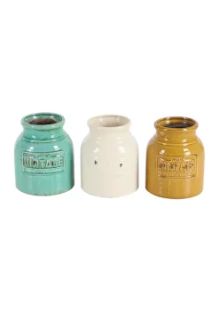 Flash Sale 😍 Vintage Ceramic Decorative Jars - Set of 3 by Monroe Lane ⌛ -Monroe Lane Sales Belk 26906
