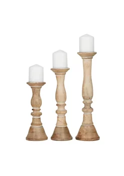 Best reviews of ⭐ Traditional Wood Candle Holder - Set of 3 by Monroe Lane 👍 -Monroe Lane Sales Belk 26912