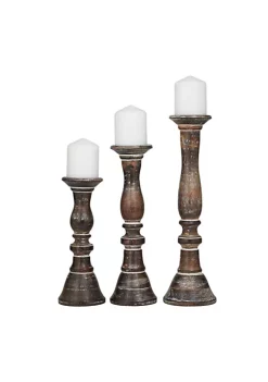 Best reviews of ⭐ Traditional Wood Candle Holder - Set of 3 by Monroe Lane 👍 -Monroe Lane Sales Belk 26913