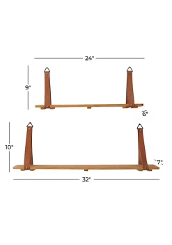 Flash Sale 🎁 Contemporary Wood Wall Shelf - Set of 2 by Monroe Lane 🔔 -Monroe Lane Sales Belk 26941