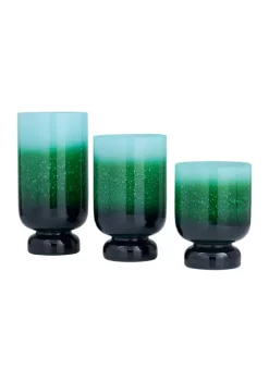 Brand new 🌟 Glam Glass Hurricane Lamp - Set of 3 by Monroe Lane 🔔 -Monroe Lane Sales Belk 26960