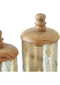 Best Pirce ✨ Glam Glass Decorative Jars - Set of 2 by Monroe Lane 🎁 -Monroe Lane Sales Belk 27087