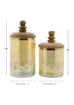 Best Pirce ✨ Glam Glass Decorative Jars - Set of 2 by Monroe Lane 🎁 -Monroe Lane Sales Belk 27088