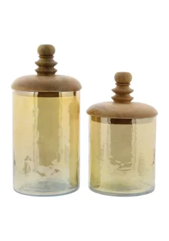 Best Pirce ✨ Glam Glass Decorative Jars - Set of 2 by Monroe Lane 🎁 -Monroe Lane Sales Belk 27090