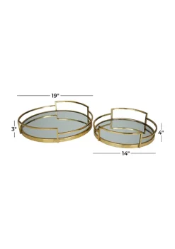 Coupon 💯 Contemporary Stainless Steel Tray - Set of 2 by Monroe Lane 🎉 -Monroe Lane Sales Belk 27484