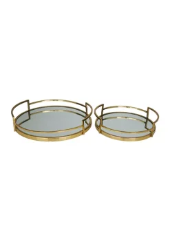 Coupon 💯 Contemporary Stainless Steel Tray - Set of 2 by Monroe Lane 🎉 -Monroe Lane Sales Belk 27485