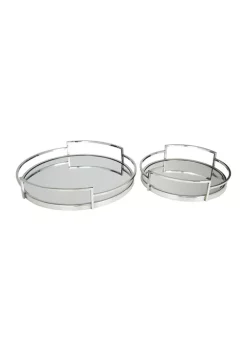 Coupon 💯 Contemporary Stainless Steel Tray - Set of 2 by Monroe Lane 🎉 -Monroe Lane Sales Belk 27486