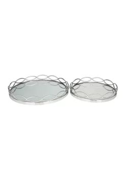 Flash Sale ✔️ Contemporary Stainless Steel Tray - Set of 2 by Monroe Lane 🤩 -Monroe Lane Sales Belk 27504