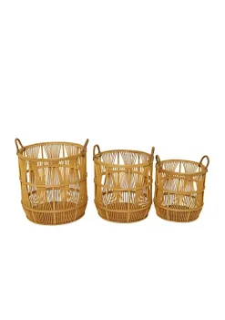 Outlet ✨ Bohemian Wood Storage Basket - Set of 3 by Monroe Lane 🧨