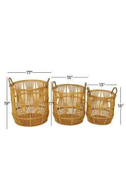 Outlet ✨ Bohemian Wood Storage Basket - Set of 3 by Monroe Lane 🧨 -Monroe Lane Sales Belk 27521