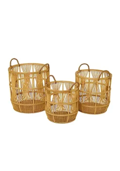 Outlet ✨ Bohemian Wood Storage Basket - Set of 3 by Monroe Lane 🧨 -Monroe Lane Sales Belk 27522