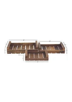 Best Sale 🧨 Farmhouse Wood Tray - Set of 3 by Monroe Lane 💯 -Monroe Lane Sales Belk 27643