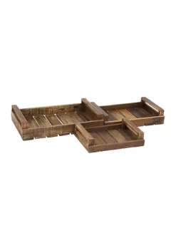 Best Sale 🧨 Farmhouse Wood Tray - Set of 3 by Monroe Lane 💯 -Monroe Lane Sales Belk 27644