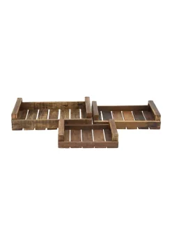 Best Sale 🧨 Farmhouse Wood Tray - Set of 3 by Monroe Lane 💯 -Monroe Lane Sales Belk 27645