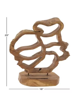 Deals 🌟 Contemporary Teak Wood Sculpture by Monroe Lane 😉 -Monroe Lane Sales Belk 27705