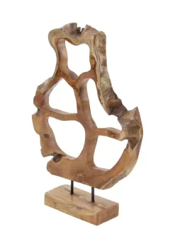 Deals 🌟 Contemporary Teak Wood Sculpture by Monroe Lane 😉 -Monroe Lane Sales Belk 27706