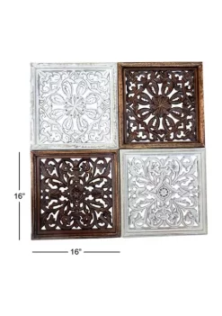 Promo 🌟 Wood Traditional Wall Décor - Set of 4 by Monroe Lane ⌛ -Monroe Lane Sales Belk 27737